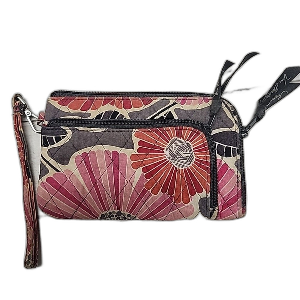 Vera Bradley Cheery Blossoms Double Zip Around Wristlet Bag -Retired Winter 2014